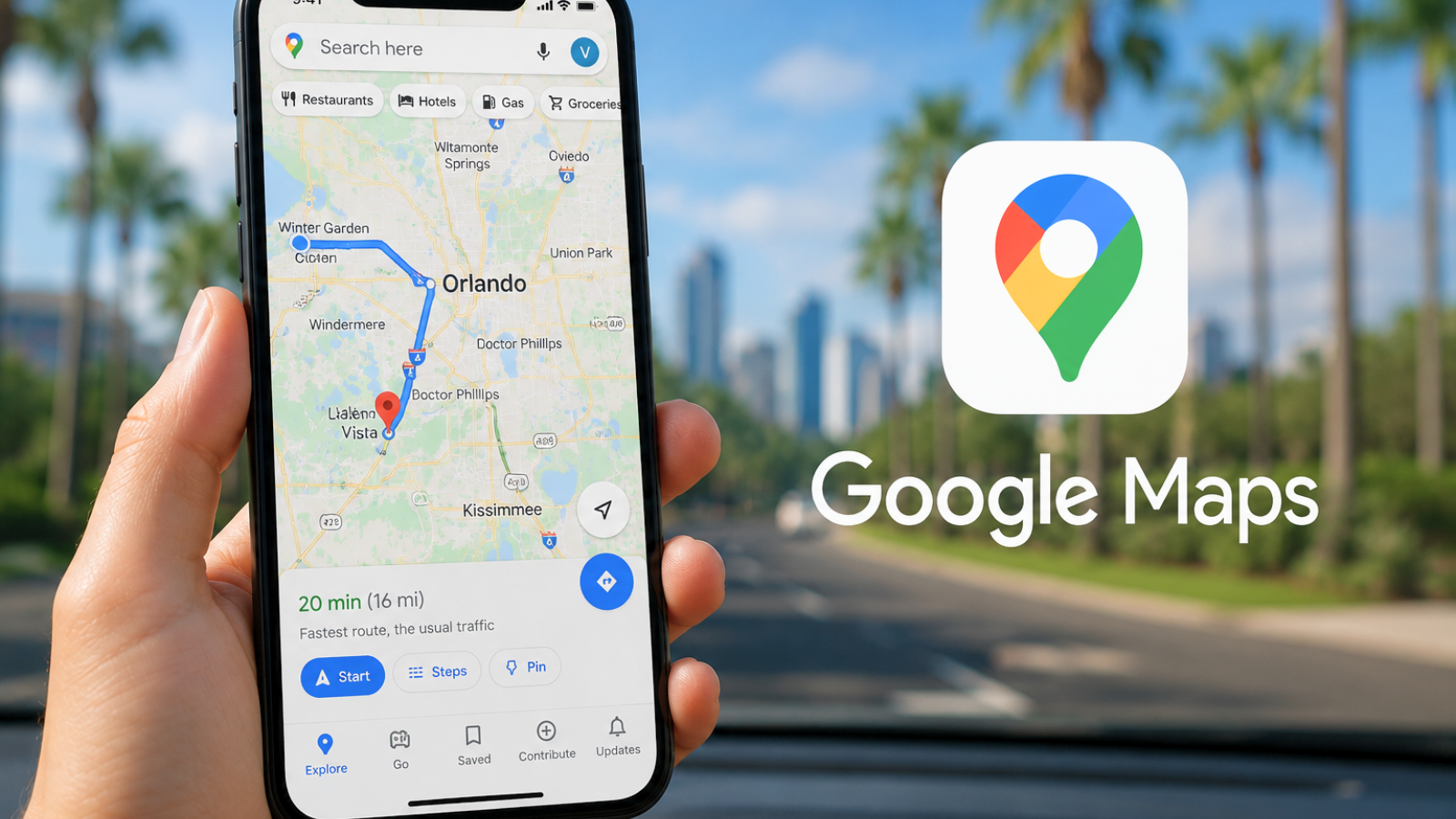 Google Maps app for navigating Orlando and planning your Florida trip