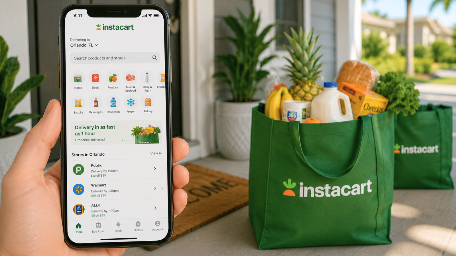 Instacart grocery delivery service for hotels and vacation rentals in Orlando.