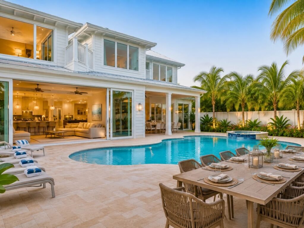 Spacious Florida vacation rental with private pool and outdoor dining area for a large family
